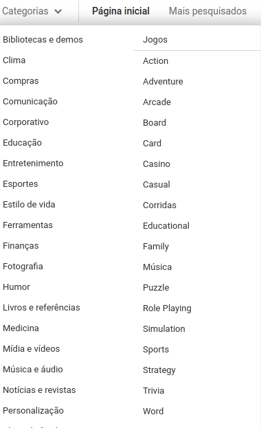 Google Play categorias